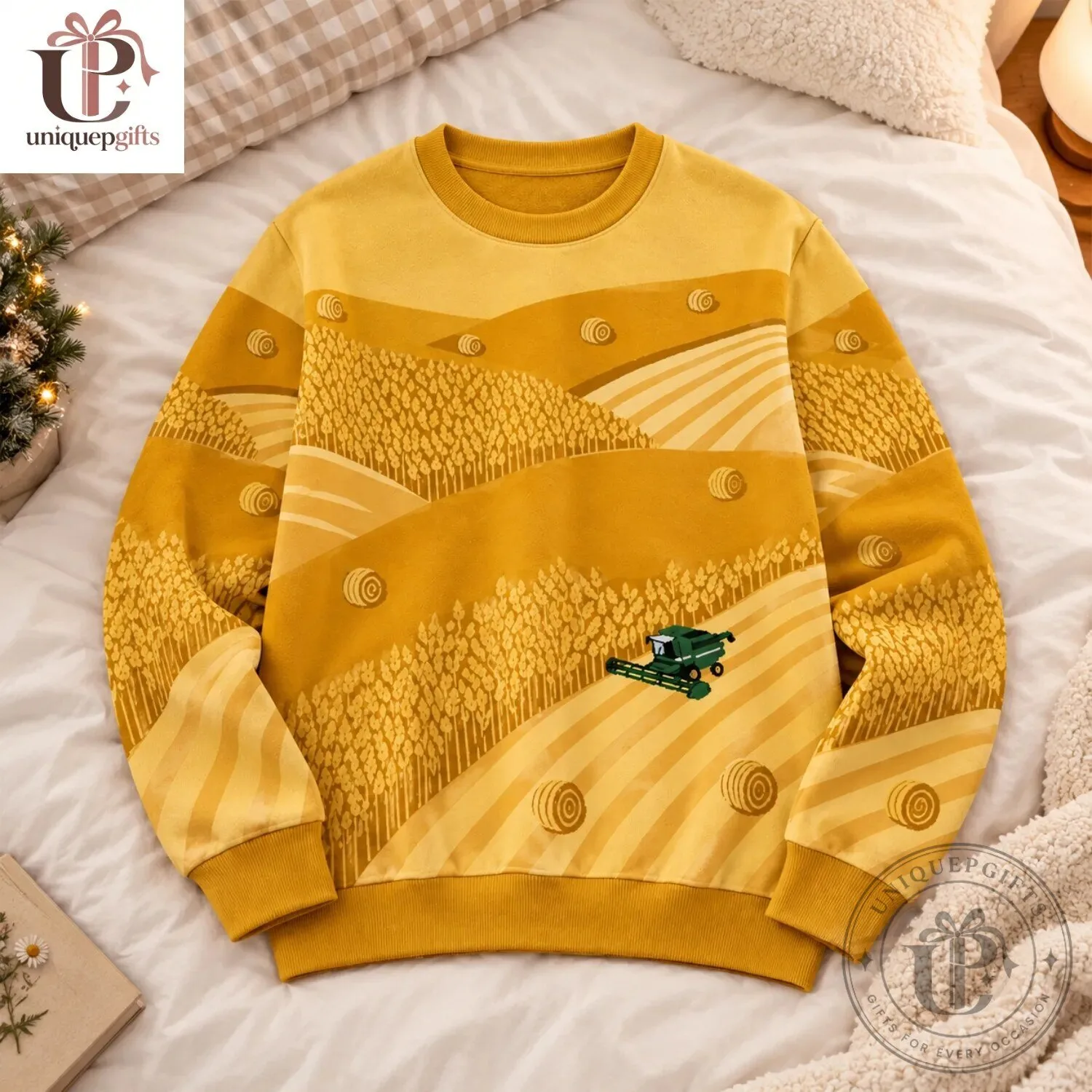 Combine Harvester On Wheat Field Yellow Autumn Graphic Sweatshirt 5 Combine Harvester On Wheat Field Yellow Autumn Graphic Sweatshirt