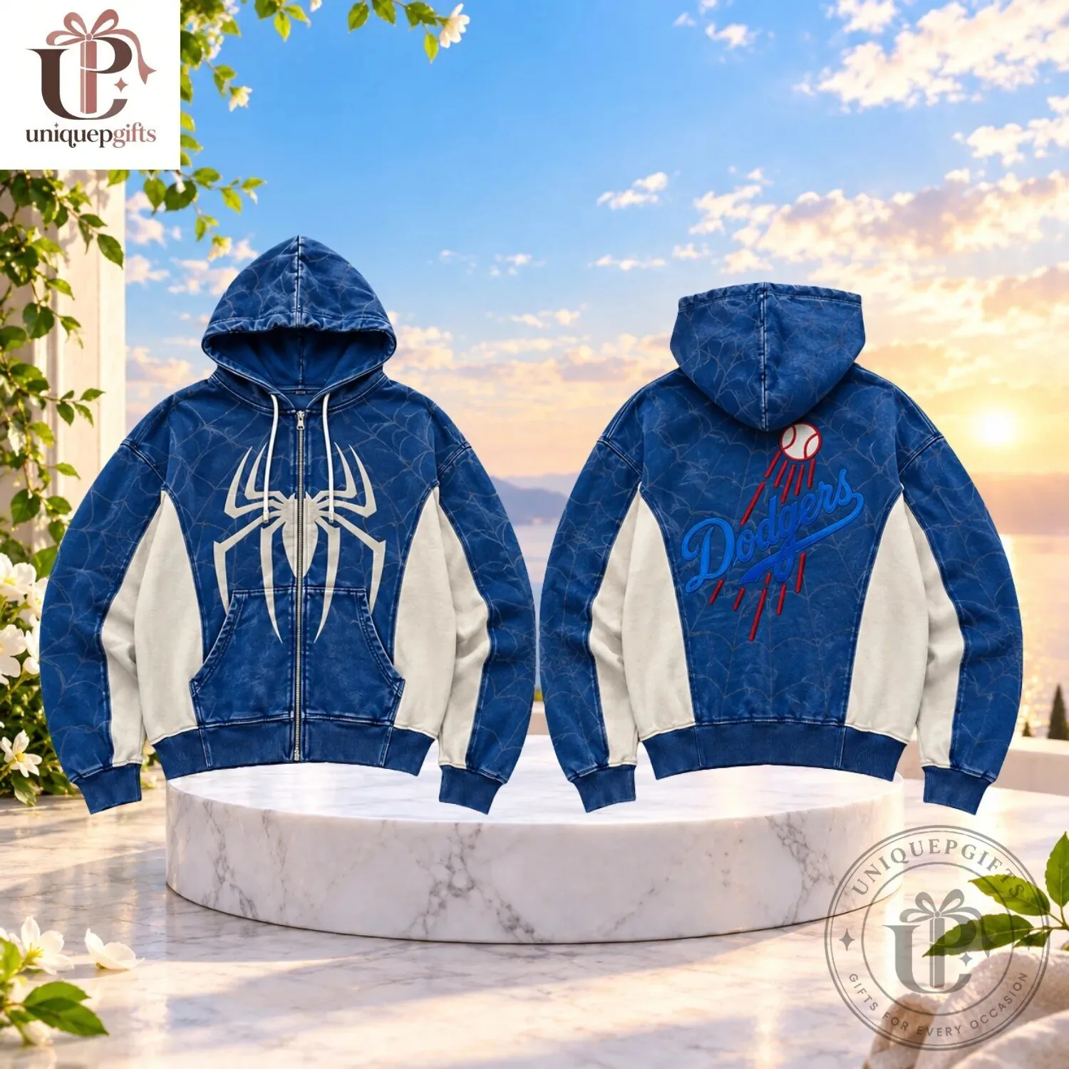 Spiderman Los Angeles Dodgers Vintage Full Zip Hoodie