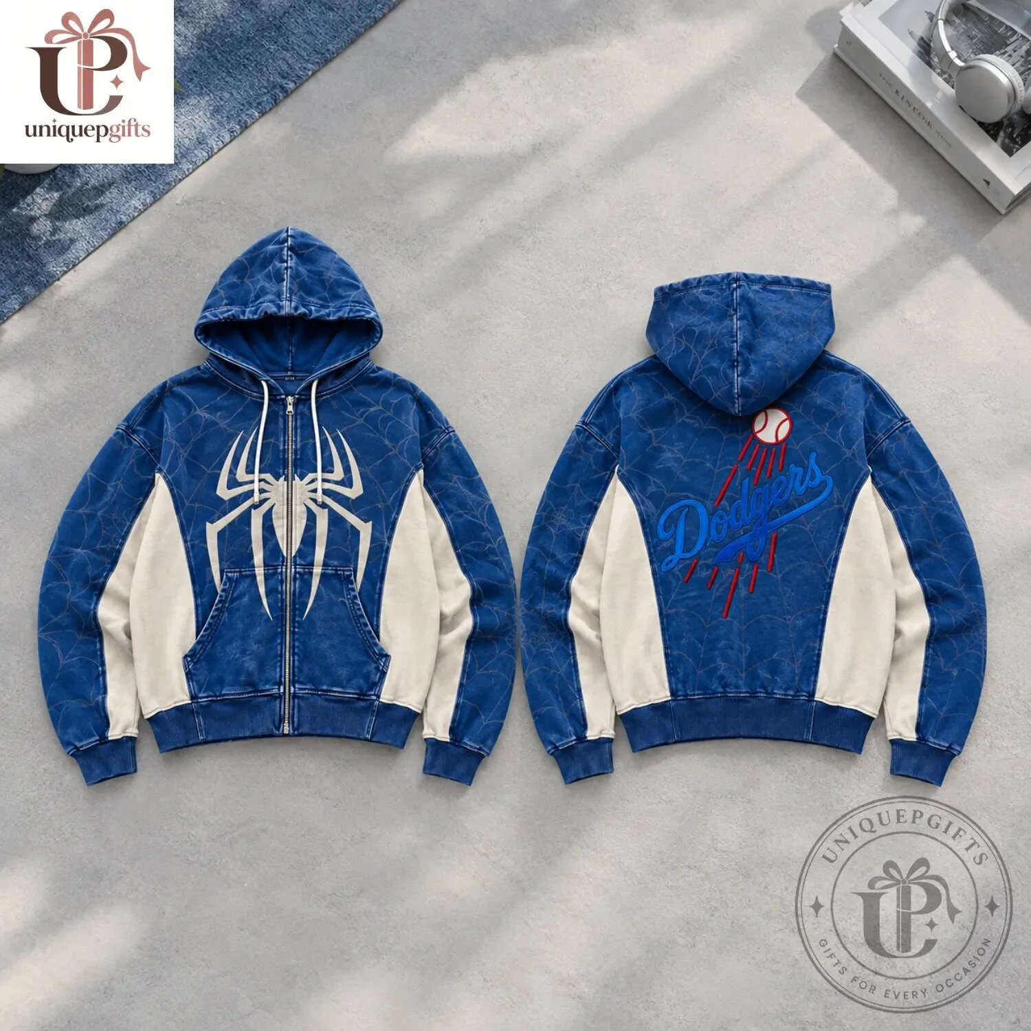 Spiderman Los Angeles Dodgers Vintage Full Zip Hoodie 4 Spiderman Los Angeles Dodgers Vintage Full Zip Hoodie