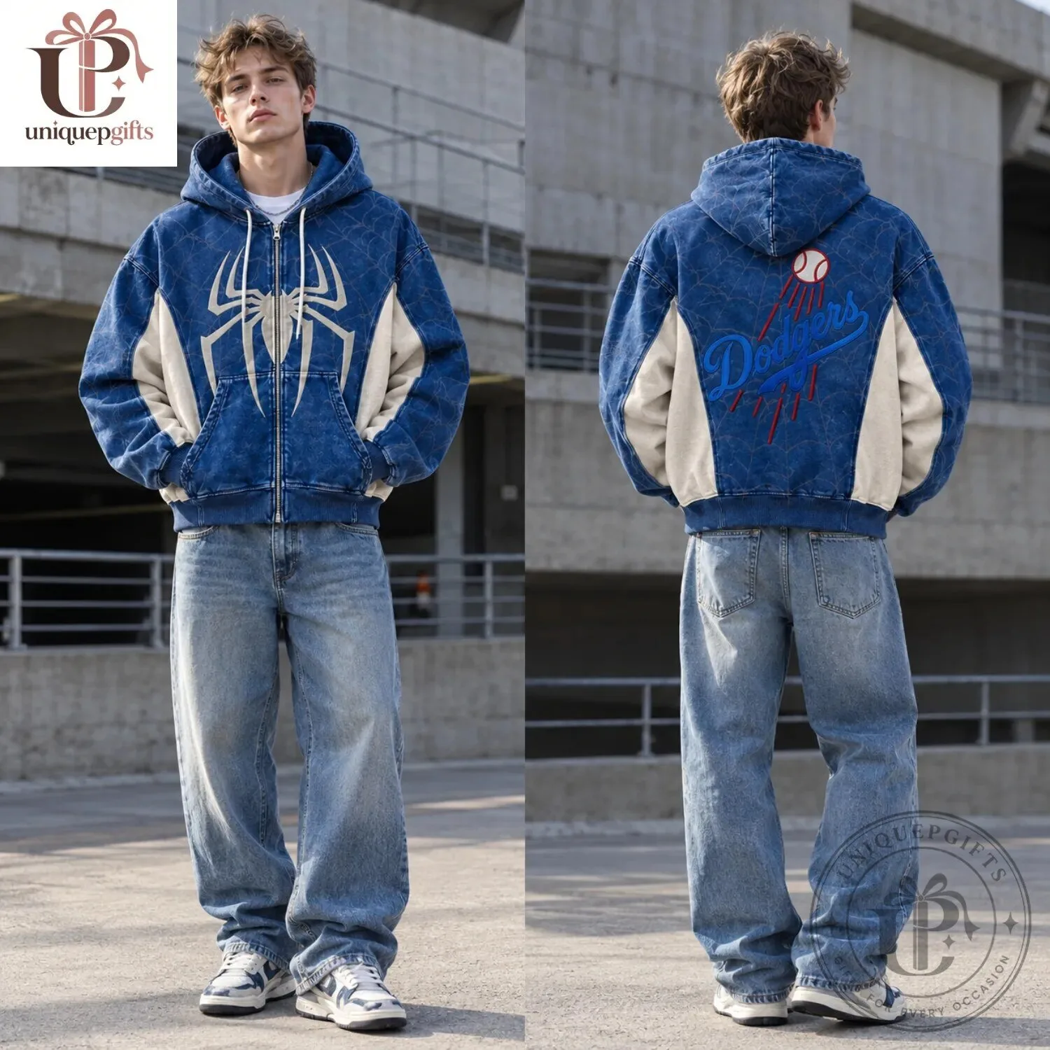 Spiderman Los Angeles Dodgers Vintage Full Zip Hoodie 5 Spiderman Los Angeles Dodgers Vintage Full Zip Hoodie